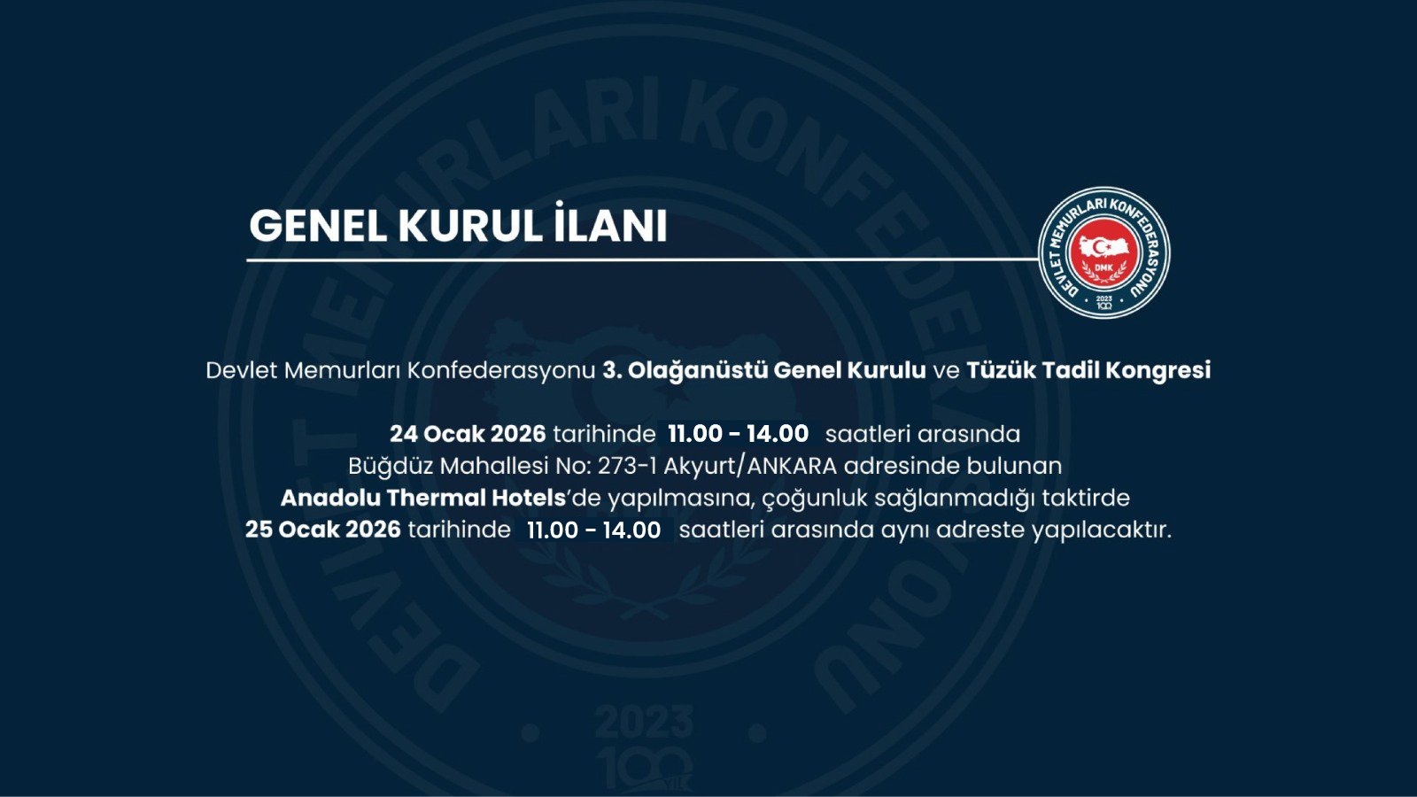 GENEL KURUL İLANI